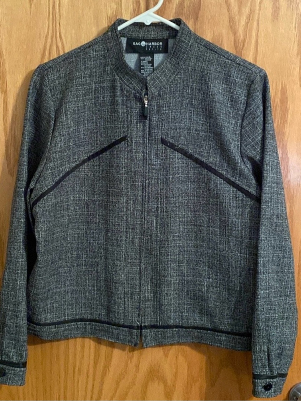 Sag Harbor Gray Petite Knit Zip Jacket